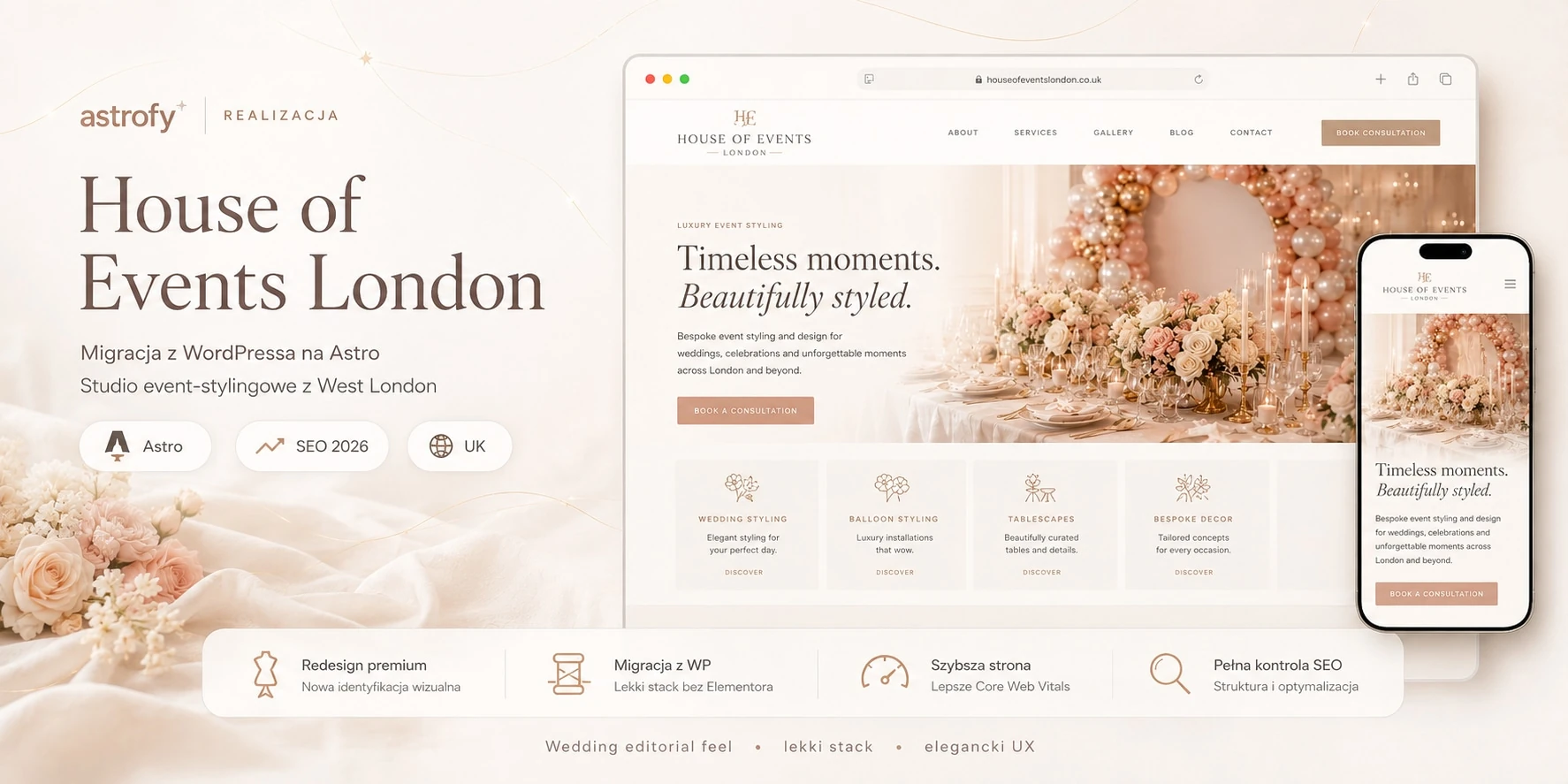 Migracja z WordPressa na Astro — studio event-stylingowe z Londynu